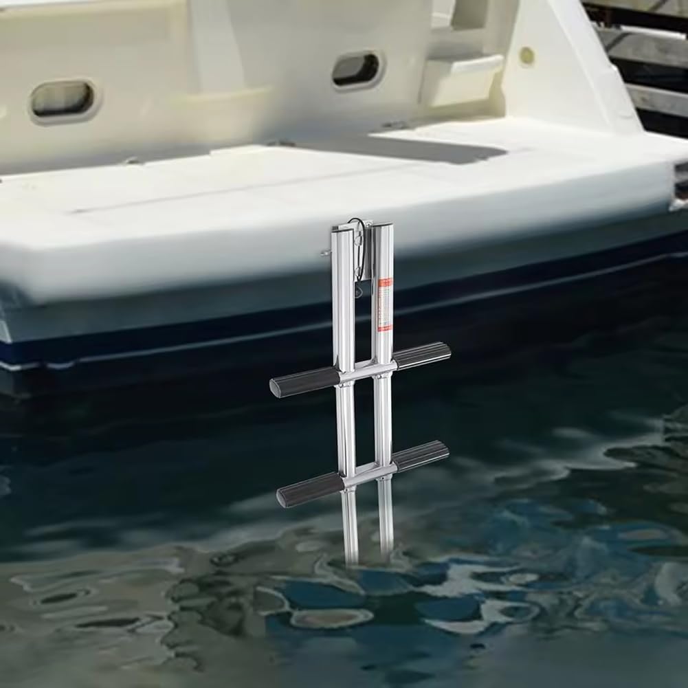 3/4-Step Stainless Steel Dive Ladder - Heavy Duty Telescoping Boat Ladder for Marine, Yacht, RV & Camper,Silver,4 Step