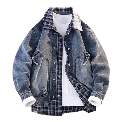 Veste en jean pour homme style faux superposé blouson workwear printemps