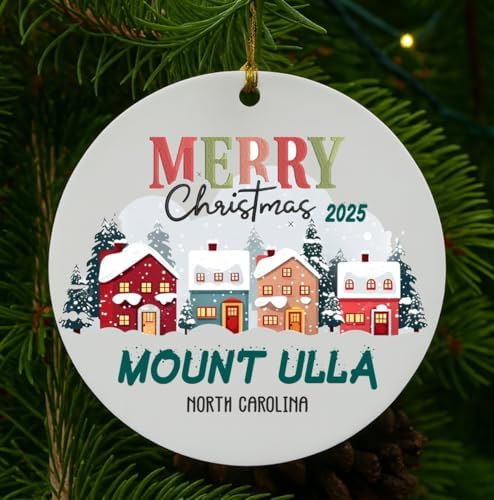 Merry Christmas 2025 Mount Ulla North Carolina Ornament – Holiday Tree Decoration for Families Friends Travelers City State Keepsake Gift Idea New Home Housewarming 3 inche image 2