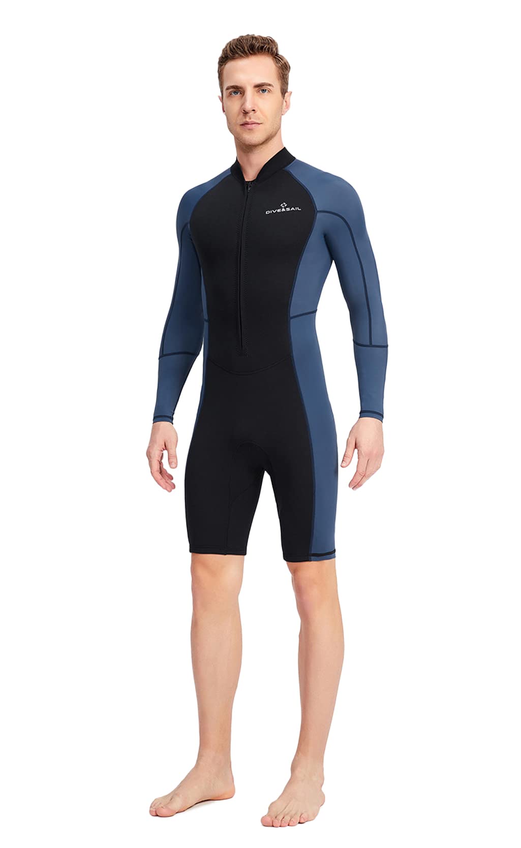 Herren Einteiliger Neoprenanzug 1.5 mm Neopren Tauchanzug Langarm Nassanzüge Tauchen Schnorcheln Surfen Badeshorts UV-Schutzfaktor 50+