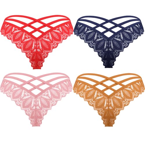 Image of Avidlove Womens Underwear Lace Cheeky Panties Criss Cross Back Bikini Thongs Sexy Undies