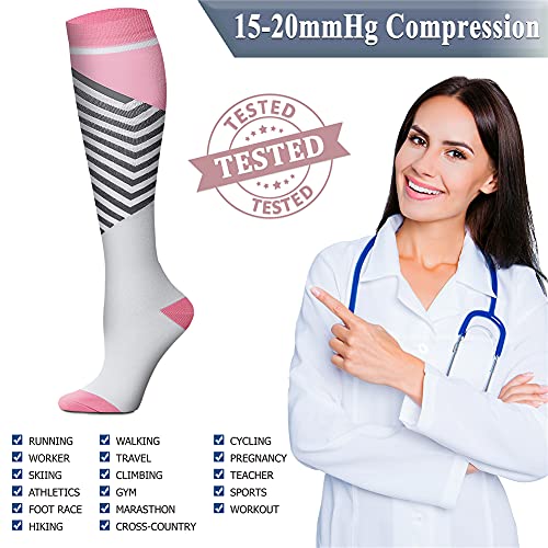 Image of QUXIANG Copper Compression Socks for Women & Men Circulation (8 Pairs) - Best for Running Athletic Cycling - 15-20 mmHg