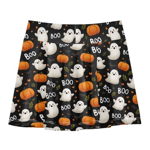 Girls Athletic Skirt 3-12 Years High Waist Tennis Skirts Halloween Ghosts Pumpkin for Kids Golf Running Dance Skort2