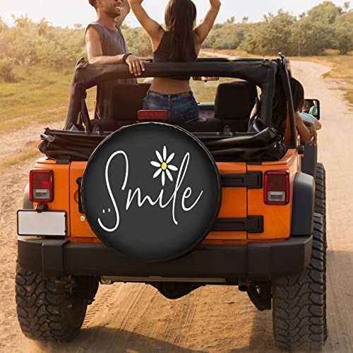 Image of Delerain Spare Tire Cover Smile Daisy Wheel Covers Waterproof Dust-Proof UV Sun Universal Fit for RV Trailer RV SUV Truck and Many Vehicle (17 Inch for Diameter 31 inch-33 inch)