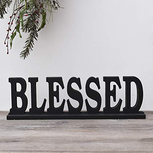 E-view Wooden Family Sign for Home Decor - Decorative Letters Tabletop Word Plaque Home Décor Accents (Blessed)