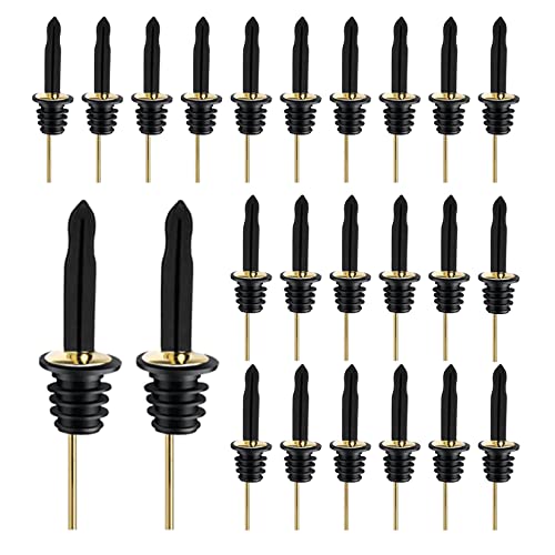 Image of Pafusen 24 Pack Liquor Bottle Pourers, Liquor Pour Spout for Liquor Bottles, Stainless Steel Olive oil Dispenser Spout, Alcohol Pourer Spouts Dust Caps Long Covers, Gold