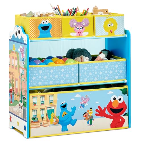 Delta Children - Sesame Street Design & Store 6 Bin Toy Storage Organizer - Greenguard Gold Certified Blue
