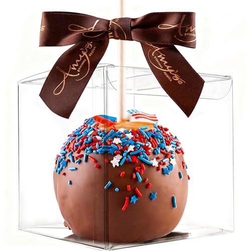 XP-ART 30 Pcs Candy Apple Boxes with Apple Sticks, Clear Caramel Apple Box Plastic Gift Cookie Makaron Cupcake Packaging for Treats, Party Favors, 4
