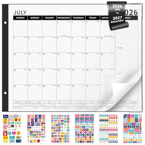 Image of Ospelelf Desk Calendar 2026-2027 Large 22 inchx17 inch Monthly Family Planner Pad with Protective Cover 18 Months Use July 2026 to December 2027 Black