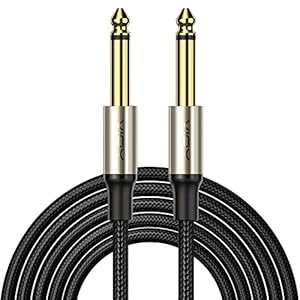 VIOY Gitaarkabel 6.35mm TS Mono Jack naar Jack Audio Kabel Katoen Gevlochten Instrument Kabel met Vergulde Messing Plug [6M]