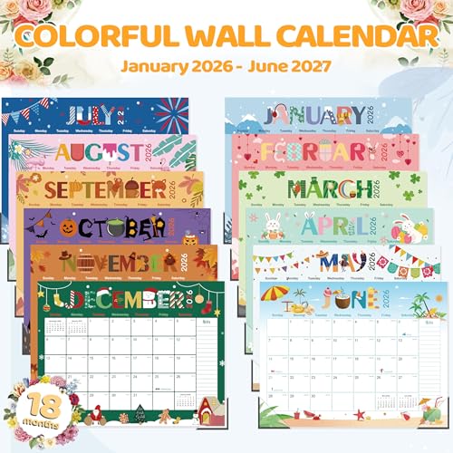 Image of GuassLee Desk Calendar 2026-2027 Large 22 inch x 17 inch Desktop /Wall Monthly Calendar 18-Month School Year Planner Covers January 2026 to June 2027 with Julian Date&Notes for Easy Organizing