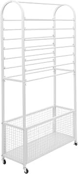 Ribbon Holder Organizer Rack, Double-Sided Ribbon Storage, 31.5 * 11.8 * 65 Multifunctional Flower Wrapping Paper Storage Stand for Flower Shops, Craft Rooms, Wrapping Paper. (White)