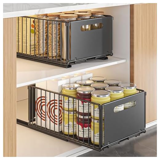 YunNasi Uittrekbare kastorganizer met verschuifbare legplanken, kastorganizer, verschuifbare mand voor keuken, zonder boren of vastnagelen (zwart, 2blokken 38DX25WX19H CM)
