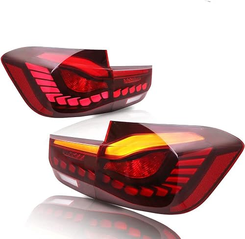 Mostplus Led Tail Light Assembly Compatible For Bmw 3-Series F30 F35 F80 Sedan 2013 2014 2015 2016 2017 2018 6Th Gen With Start-Up Animation Rear Lamp (Set Of 2) (Red Clear) #TOP1