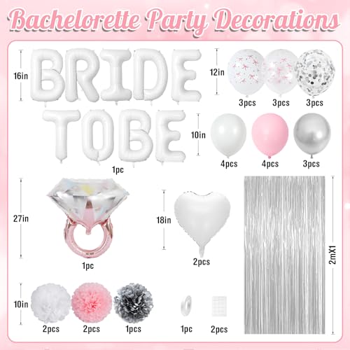 Image of Pink Bachelorette Party Decorations, Bride To Be Bridal Shower Balloon Kit