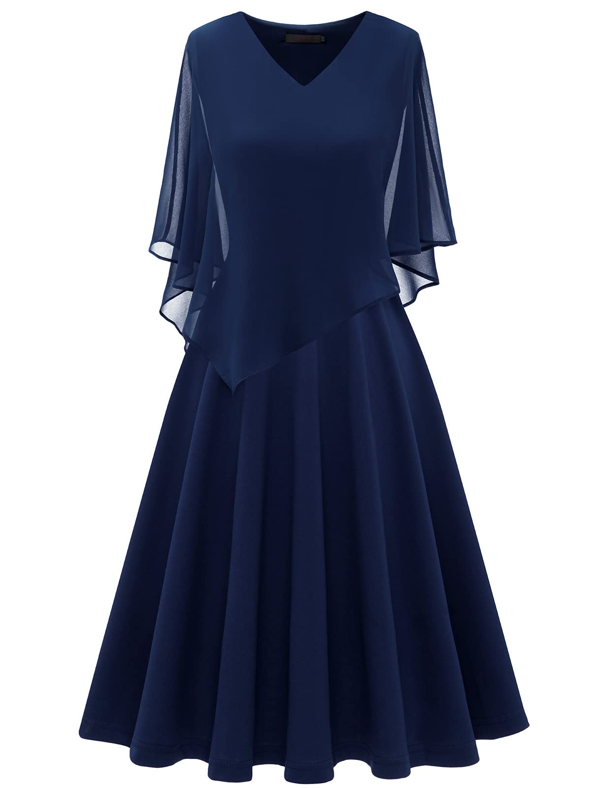 DRESSTELLS Navy Blue Wedding Guest Dress with Chiffon Overlay Cape, Navy  Blue Mother of The Bride Cocktail Wedding Guest Dress Navy XL : Buy Online  at Best Price in KSA - Souq