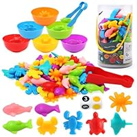 LEADSTAR Montessori Colour Sorting Toys for Toddlers, 56 PCS Rainbow Counting Toys Matching Games Toy for 3 Year Old, Montessori Math Fine Motor Skills Game Educational Toy for 3 4 5 Years Old