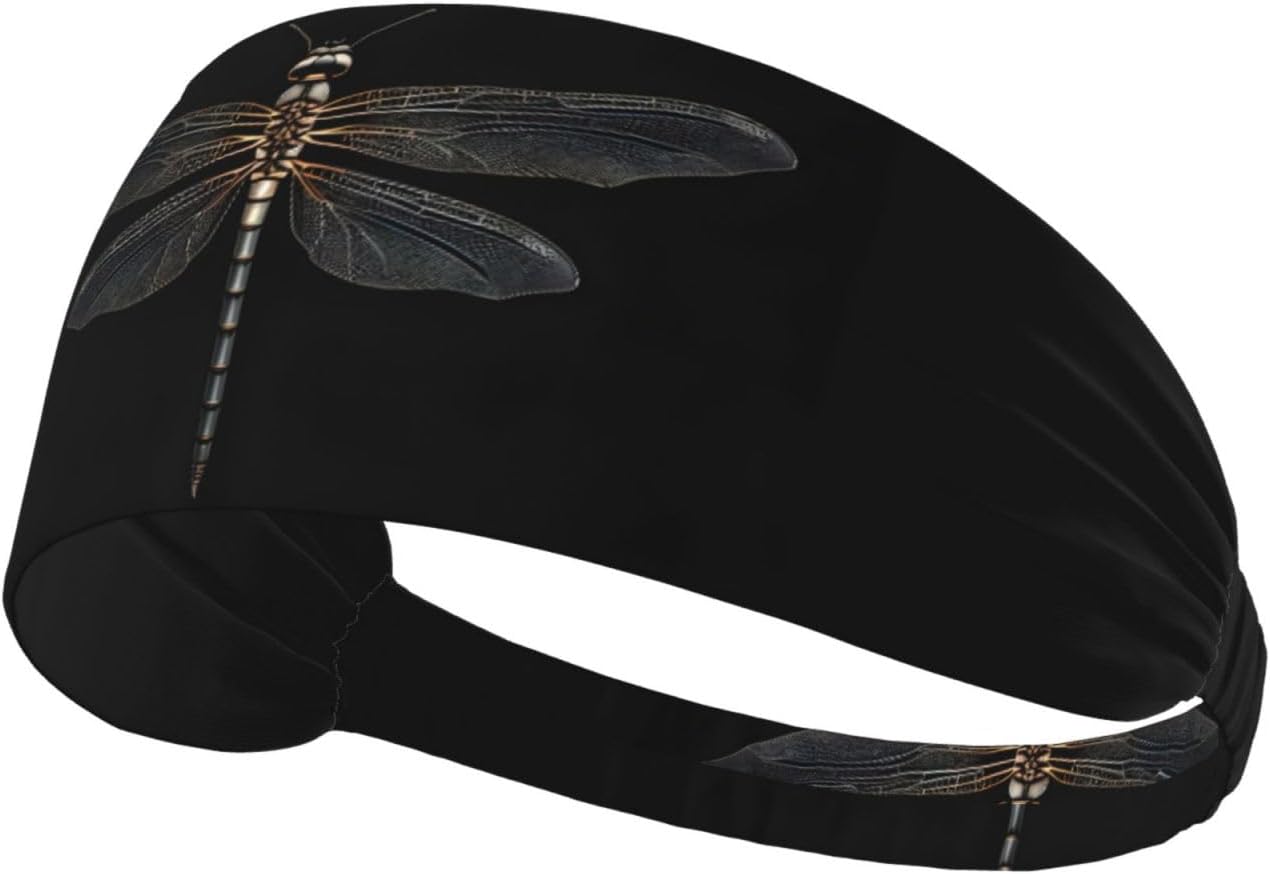 Dragonfly Black Print Ultra-Soft Elastic Headband Sports Running Gym Outdoor Activities Gifts Headwear