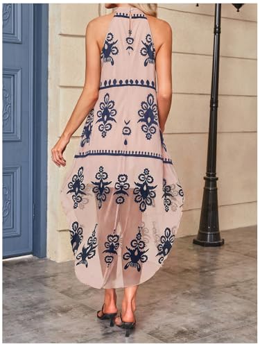 Image of Verdusa Women's Summer Dress Halter Flowy Asymmetrical Western Dress Boho Vacation Outfits