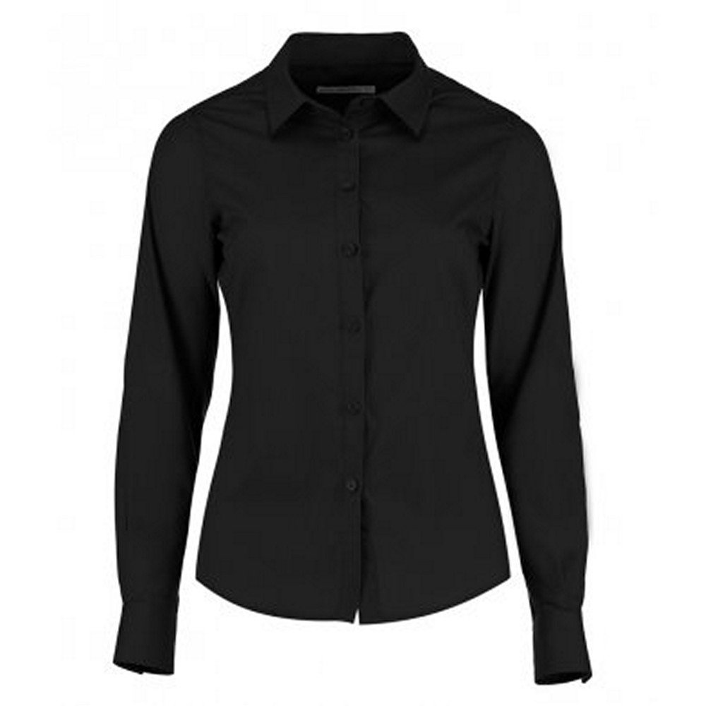 Kustom Kit Ladies Tailored Poplin Shirt, Black, Long Sleeve, Size 24