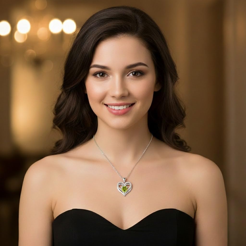 BAUBELLA Birthstone Heart Necklace for Women, S925 Sterling Silver Rose Gold Pendant, Jewelry Gift for Wife, Girlfriend, Mom, Daughter, Anniversary Birthday Valentine’s Day - Image 6