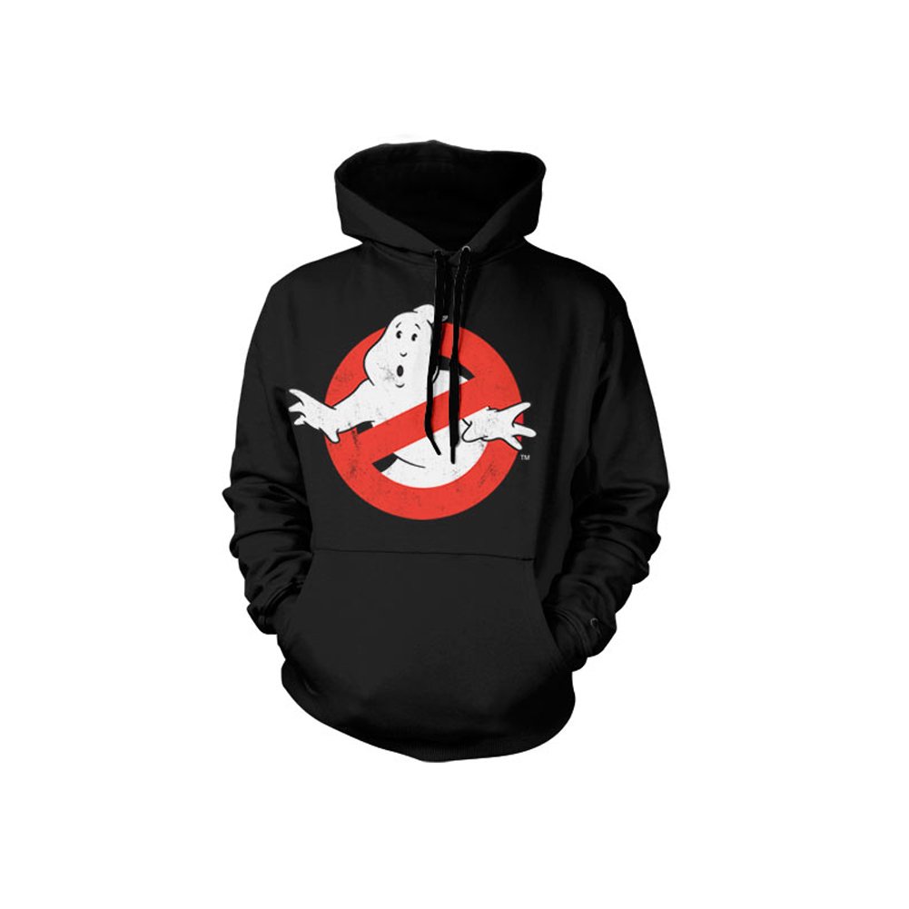 Ghostbusters Officially Licensed Distressed Logo Hoodie (Black), XX-Large