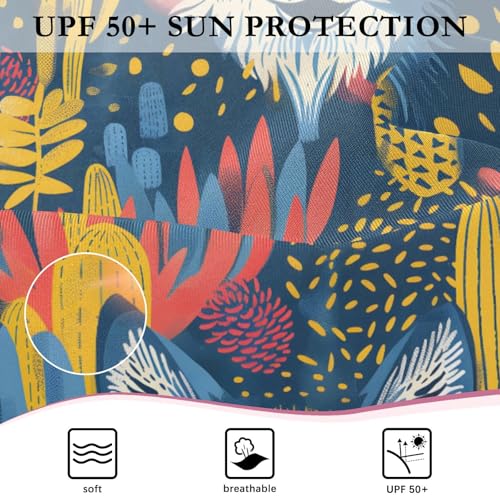 Wolfs Face Cacti Girls Long Sleeve Swimsuits One Piece Zipper Bathing Suit UPF 50+ Rashguard Swimwear 7