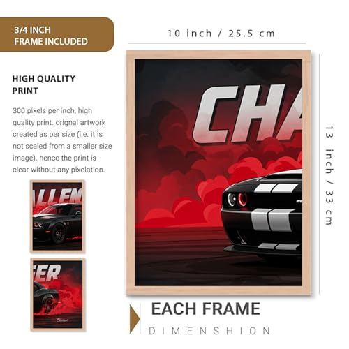 Image of TASVEE Car wall posters | set of 3 wall frames | posters for wall | Wall Decoration for Bedroom, Living Room & Office | Best Gift for Boys & Car Lovers (A3, MEDIUM 10X13, Framed)