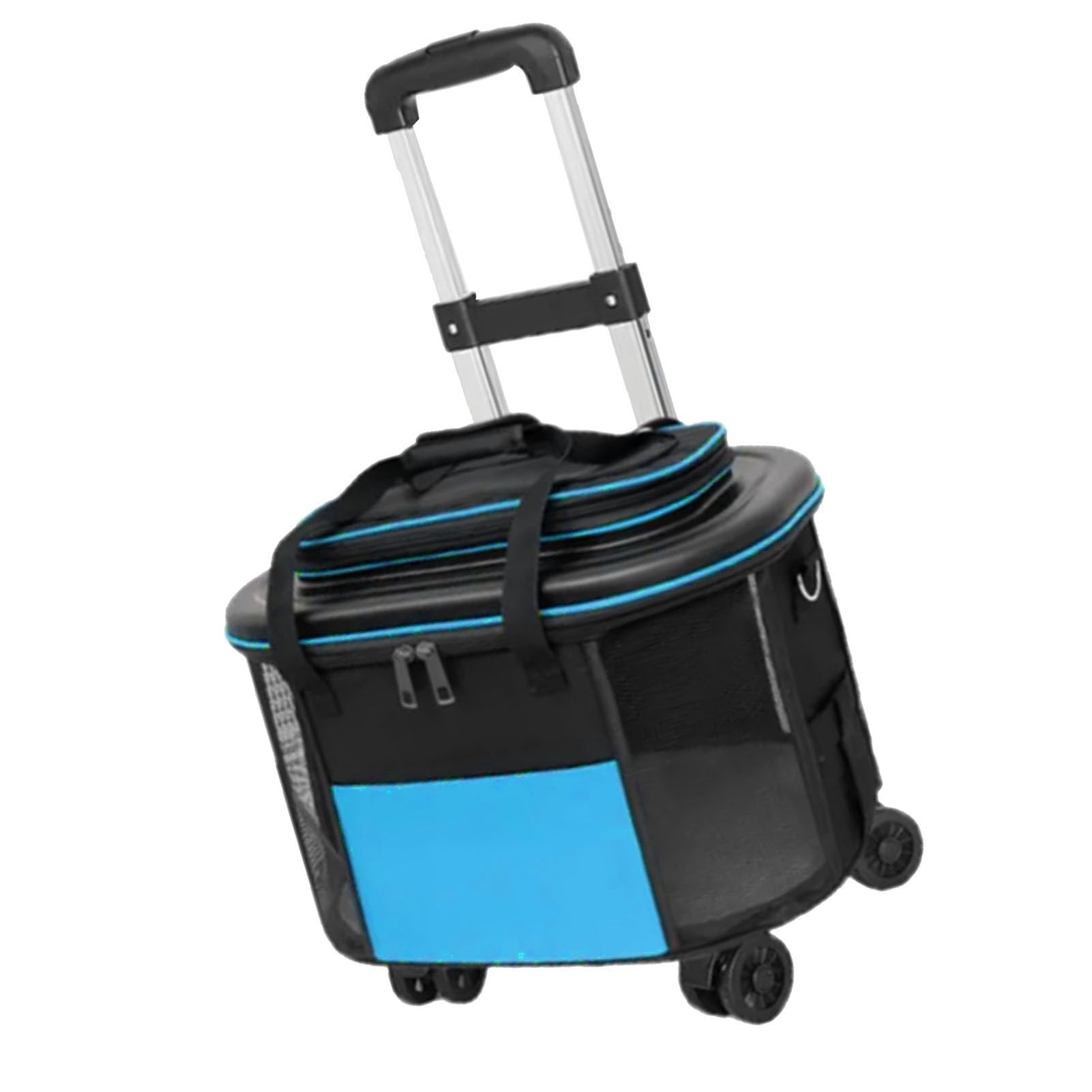 GLOGLOW Transportador con Ruedas para Gatos Maleta con Ruedas para Mascotas con Espacio Grande 40% ABS Transpirable Fondo de Madera Dura Quilla de Alambre de Acero para Viajes con (Blue)