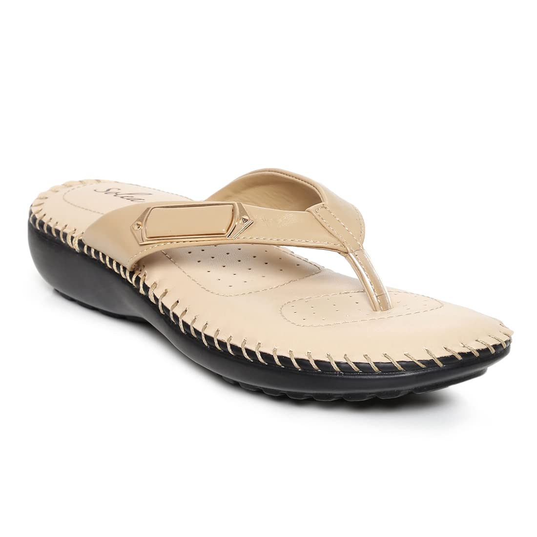 PARAGON K6013L Womens Cream Fashion Slippers | Comfortable Everyday Slippers with Cushioned Footbed, Anti-Skid Soles and Stylish Design | Perfect for Everyday Use (B0BR5H4PK6) Amazon Price History, Amazon Price Tracker
