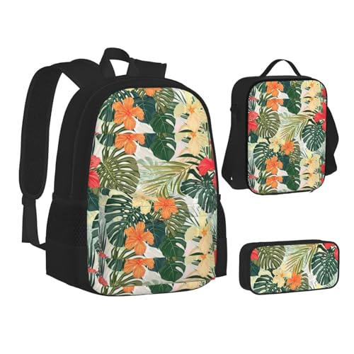 Sac à dos 3 en 1 à fleurs d'hibiscus pour vos journées de cours et déjeuners au parc
