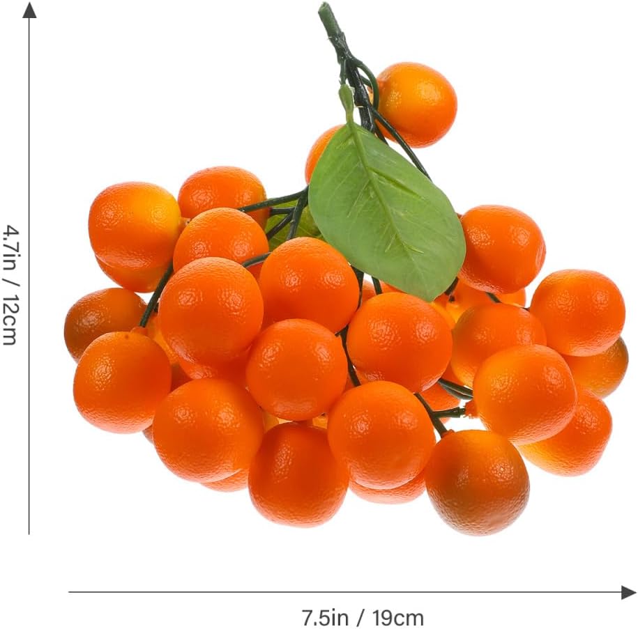 BESTOYARD 43-Head Artificial Fruit Skewer Realistic Fake Fruit Prop Foam Tangerine String Lifelike Simulation Decoration for Home Kitchen Display