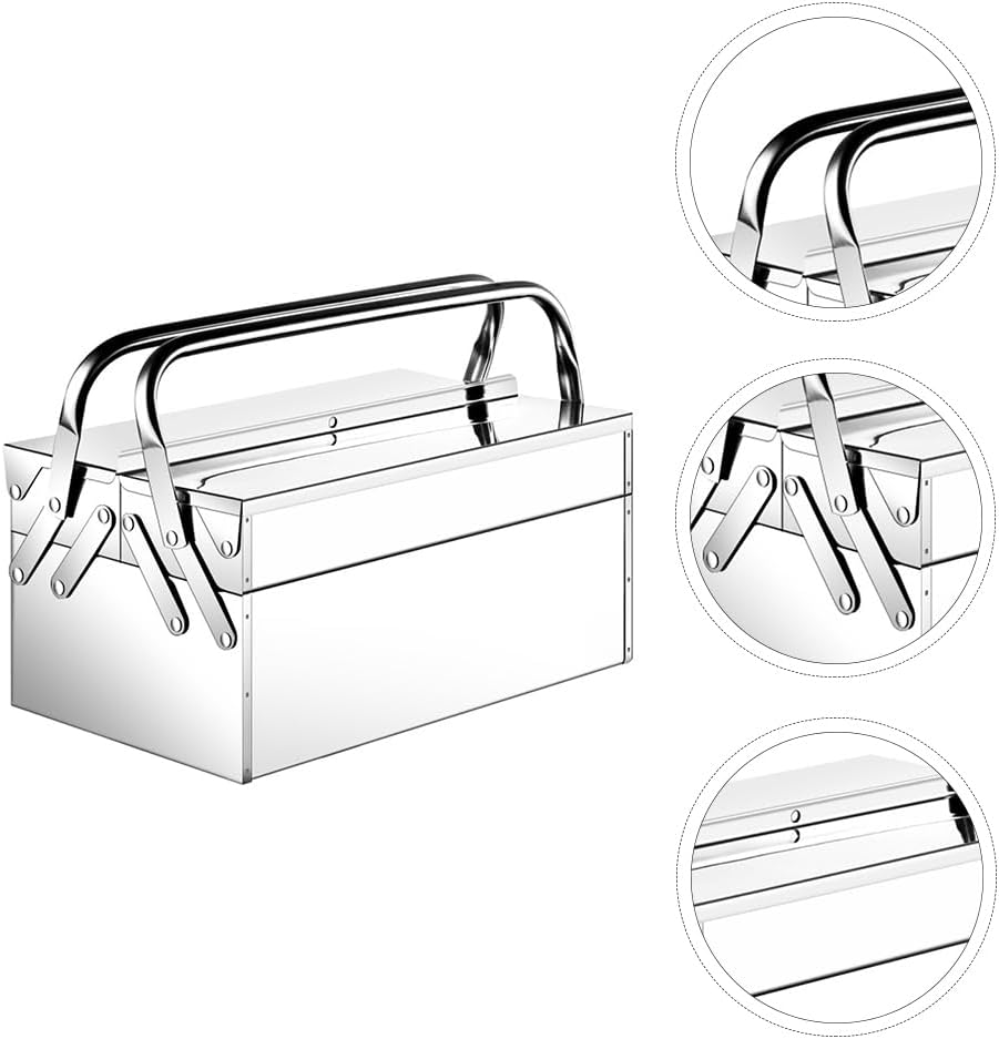 DOITOOL Tool Box Stainless Steel Tools Storage Suitcases Foding Rustproof Tool Tray Organizer Boxes