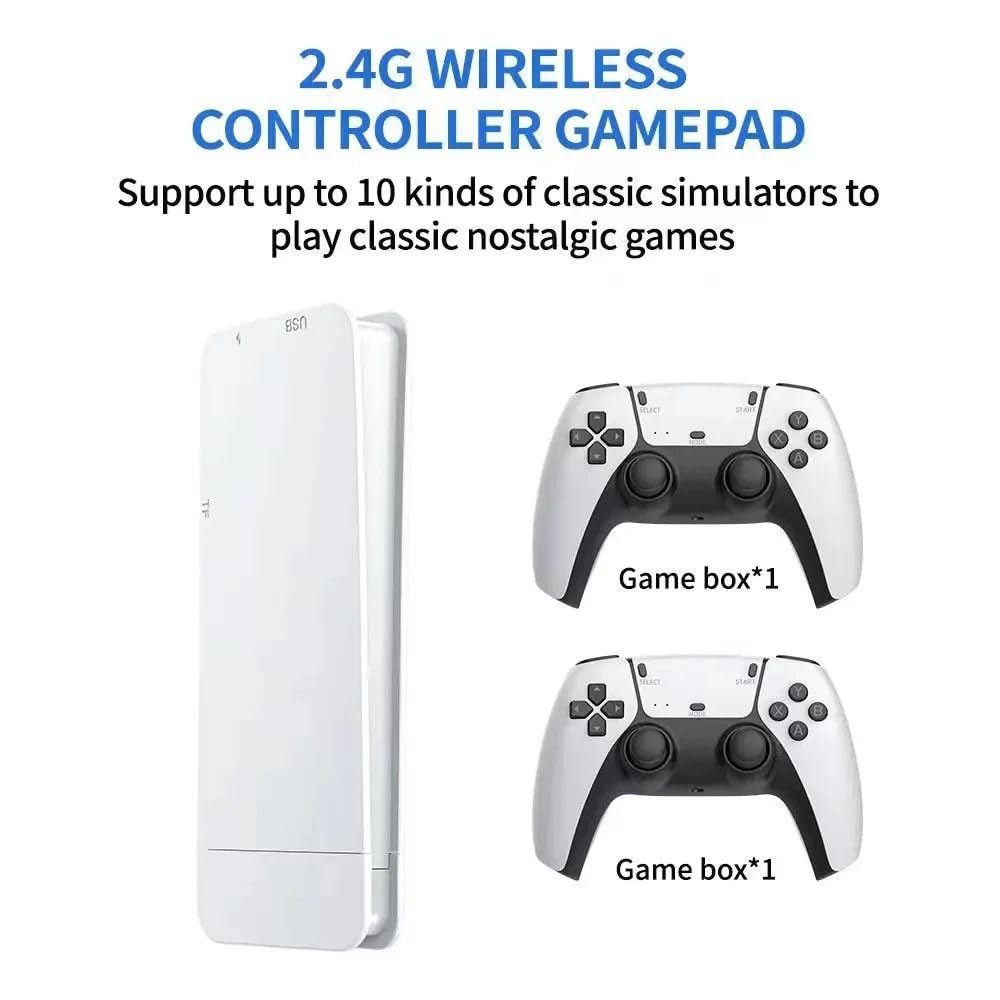 Console di Gioco Retro Senza Fili, Console Retro Wireless 4K, Set con 2 Controller Neri, Dongle HDMI, 9 Emulatori Integrati, 20.000+ Giochi Preinstallati, Versione 2026 (128G With 40000Games White)