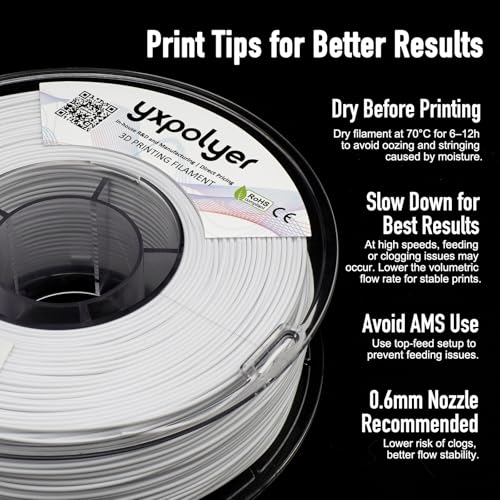 Image of YXPOLYER Flexible PLA Filament White Flex PLA Pro 1.75mm 1kg Soft PLA 92A 3D Printer Filament for Bouncy Airless Basketball and Food Safe Food-Grade Stretchy Dog Toy