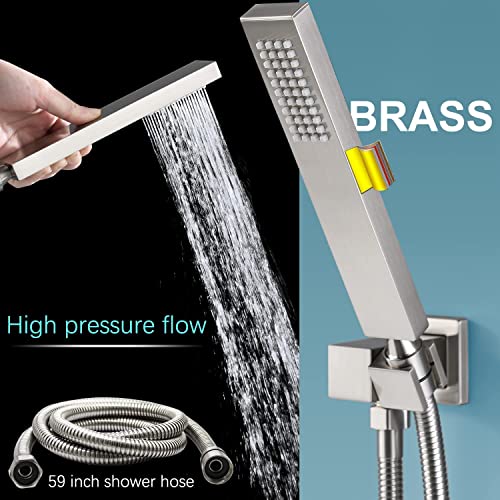 Enga 16Inch Thermostatic Rain Shower System With Body Spray Jets Ceiling Mount Brushed Nickel Shower Faucet Set With Valve Each Function Work All Together And Separately #TOP5