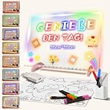 Planche à dessin LED lumineuse pour enfants avec 8 couleurs et 6 modes - 35 x 25 cm - En acrylique - Avec adaptateur pour tableau à peindre, mémo, publicité, veilleuse, décoration murale (Rouge)