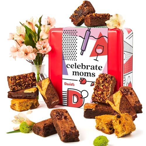 David's Cookies Assorted Brownies & Crumb Cake Gift Tin, 3Lbs - Fresh Baked Chocolate Fudge Slices and Brownies - Delicious Gourmet Snack Gift Basket for Mom, Women, or Any Special Occasion
