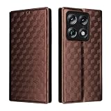 DayQiQiPu Cover per Motorola Edge 60/60s XT2505-1, XT2505-4 (6,67 Pollici) Custodia in pelle PU con Motivo a cubi 3D Chiusura Magnetica Caso portafoglio a conchiglia con supporto, Marrone