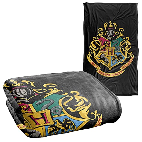 Harry Potter Hogwarts Crest Black Silky Touch Super Soft Throw Blanket 36