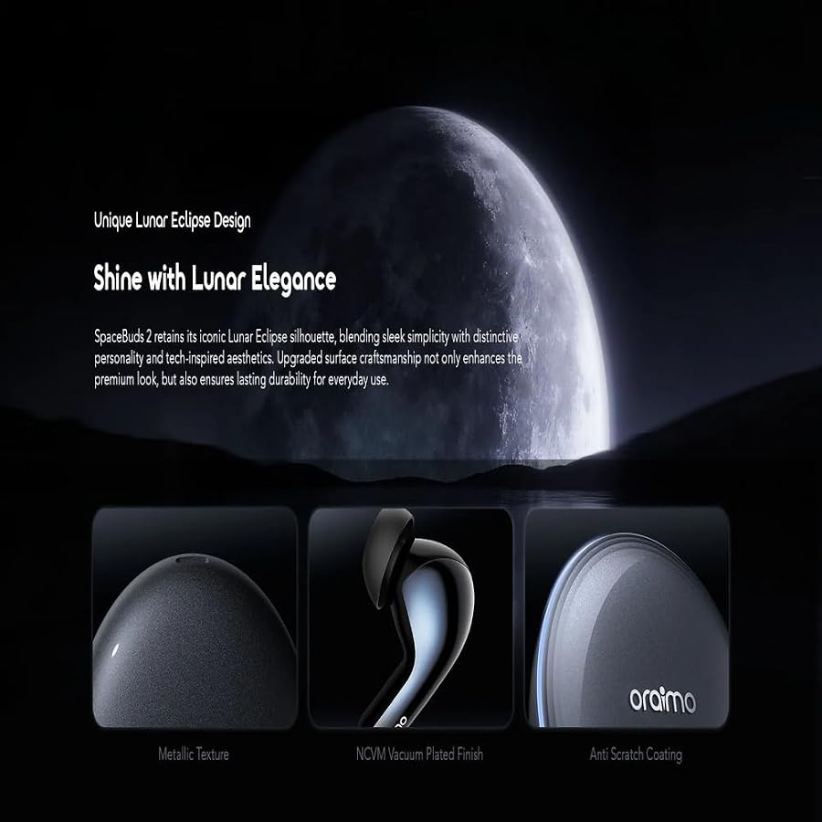 Oraimo SpaceBuds 2 AI Smart Wireless Earbuds (OTW-631) – Next-Gen Bluetooth V6.0 In-Ear Headphones with Advanced Active Noise Cancelling (ANC), Up to 45 Hours Playtime & Type-C Charging – Space Gray