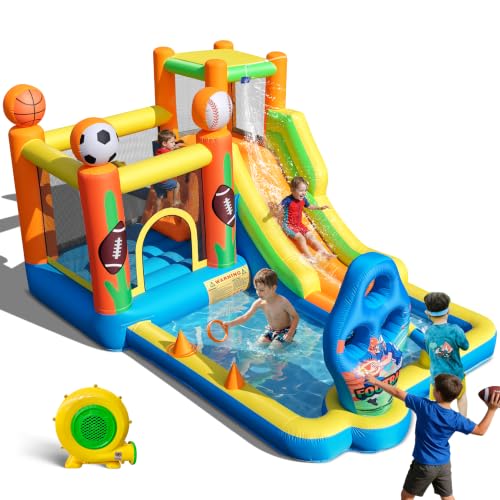 9-in-1-Fußball-Wasserpark mit Rutsche