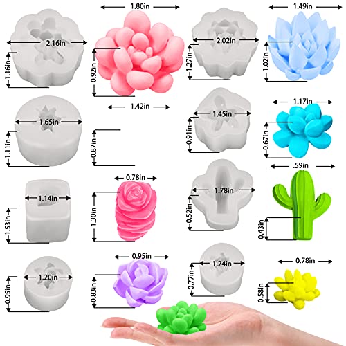 Palksky 8 Pcs Succulent Molds Silicone Candle Molds 3D Flower Epoxy Resin Casting Molds Cactus Clay Molds Christmas Molds For Diy Making Wax Melt Molds Candle Soap Cake Decoration Chocolate Ice Lolly #TOP3