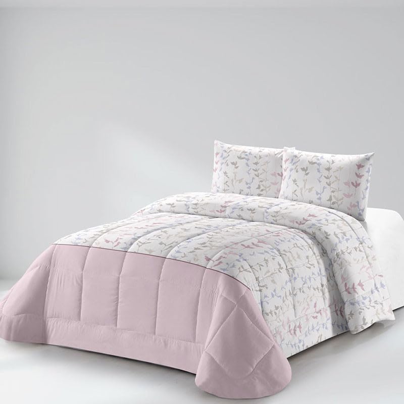 Rufino Díaz Edredón Invierno Wind Estampado 350g + Funda Cojín - Rosa, 135 cm