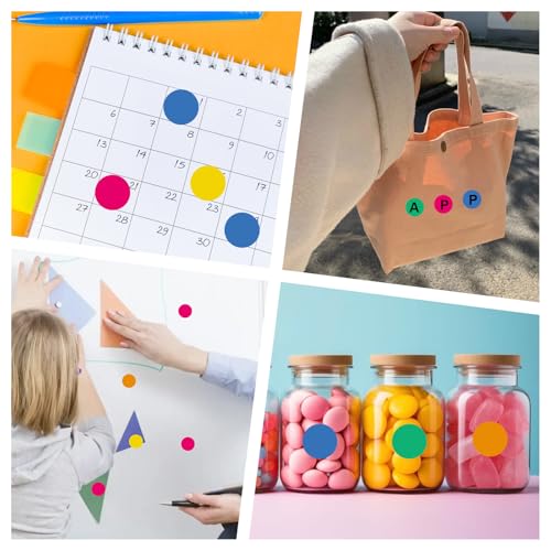 3000 Stück Klebepunkte Bunt, 25 mm Runde Punkte Aufkleber,6 Farben Punktaufkleber,Kleine Etiketten Markierungspunkte Sticker für Geschenk, DIY,Markieren, Kategorisieren,Wochenplaner(6 Rollen)