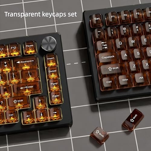 Image of dagaladoo Clear keycaps,Transparent Keyboard keycaps,Jelly Key caps Set,Shine Through keycap,MDA Profile Keyboard caps for Mx Switches Mechanical Keyboard(Brown)