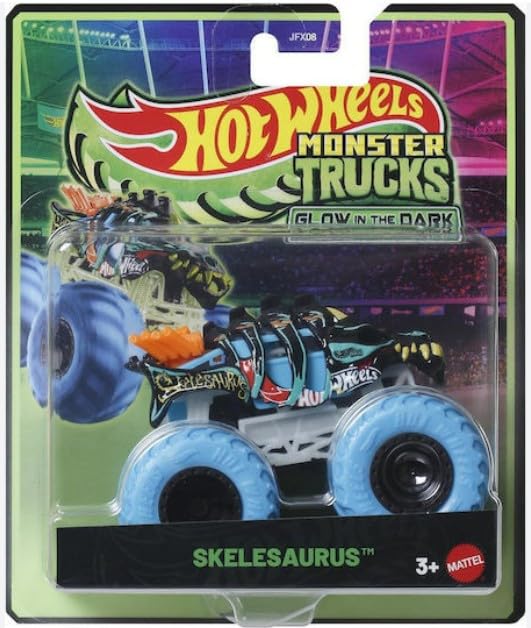 Hot Wheels Monster Trucks Glow in The Dark 2025 Skelesaurus 1:64 Scale
