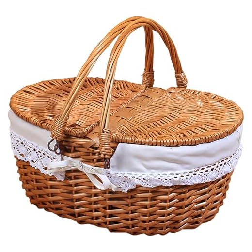 Handwoven Wicker Picnic Basket with Lid