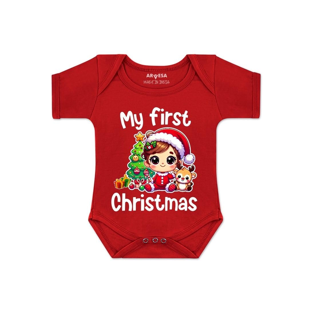 ARVESAMy First Christmas Baby Clothes Red Color R-1763 First Christmas Dresses For Babies, My First Christmas Dress For Baby Boy, My first Christmas Dress For baby Girl