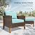 PHI VILLA 7-Piece Wicker Patio Conversation Set, Outdoor Rattan Sectional Pool Furniture Patio Set for 7 Seats with Cushioned 2 x Single Sofa, 2 x Armrest Chair, 2 x Ottoman and 1 x Armless Sofa, Blue